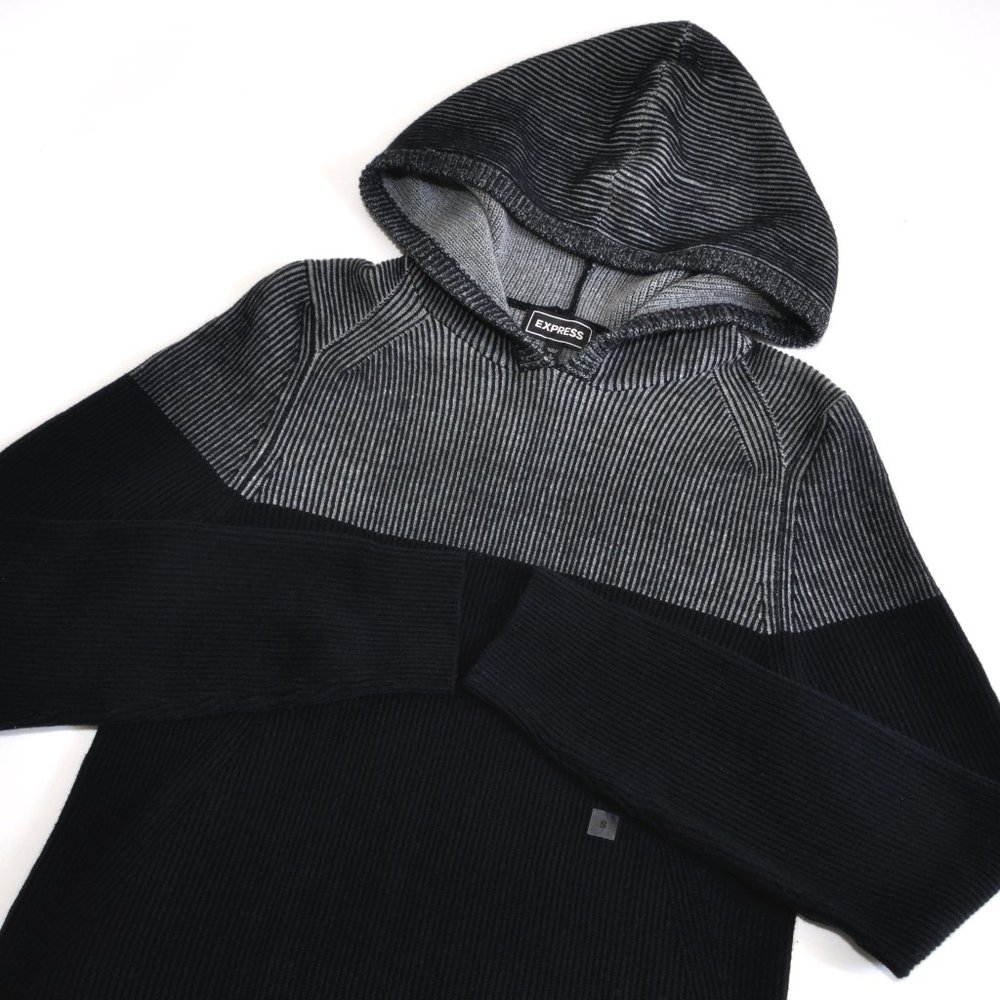 SOLD. NWT, Express, Rib-Knit Hoodie - Picture 3 of 10